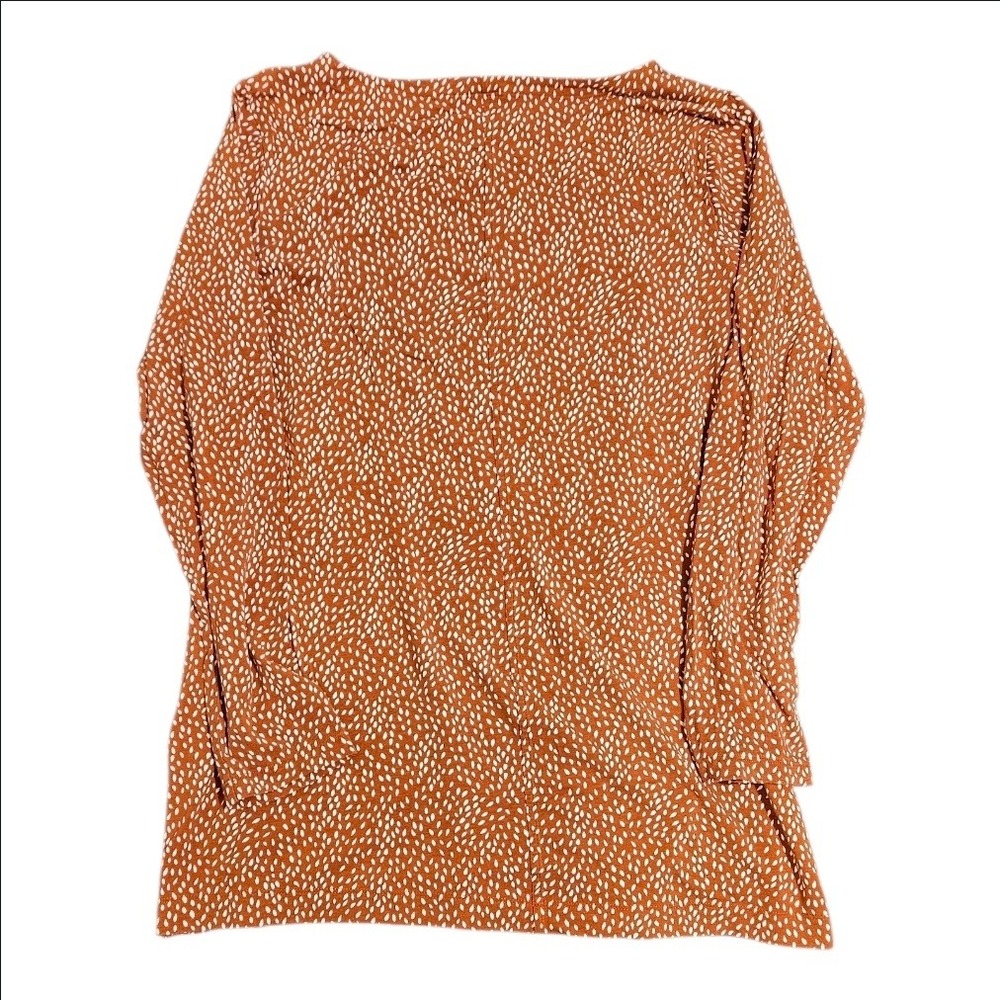 Duluth Trading Co Womens XL Burnt Orange Seed Print Pima Cotton Boat Neck Top - Picture 5 of 8